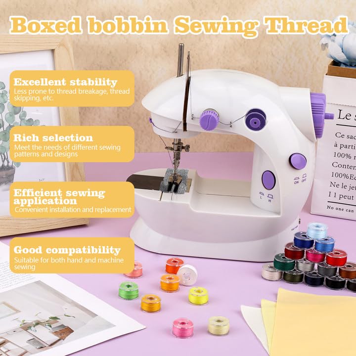 UzecPk 25pcs Assorted Colors Sewing Thread, Embroidery Bobbins, Prewound Bobbins Thread for Embroidery and Sewing Machines, 50 Yards Size A SA156 Spool of Thread Kit DIY and Home - Image 3